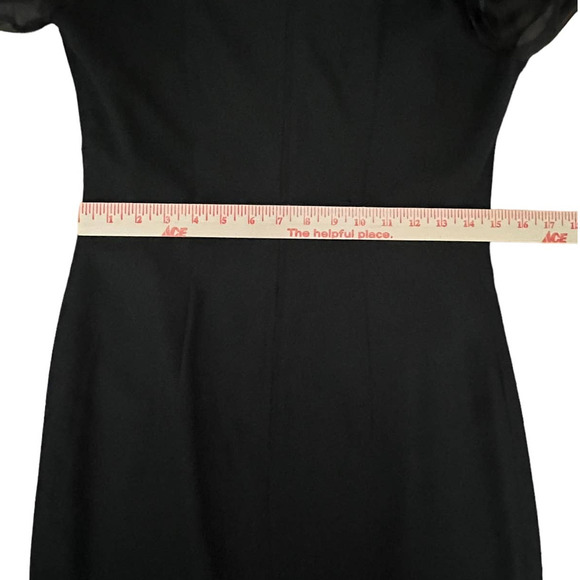 Maya Jornot For Michael Marcella Black Dress Embroider Design 3/4 Sleeve 8 VTG - Picture 6 of 16